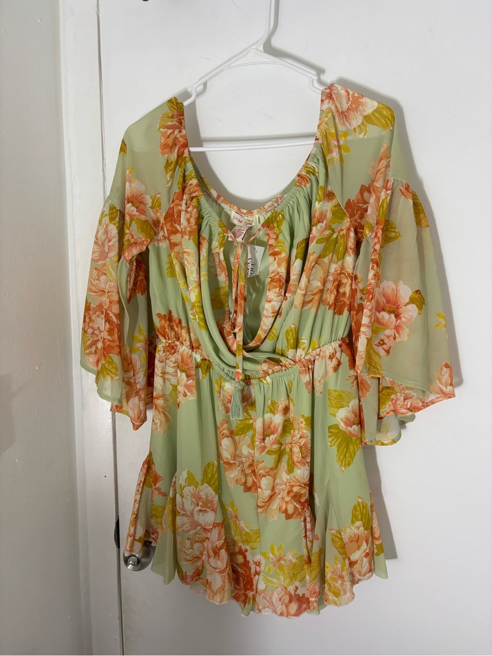 Flying Tomato Mint Green Floral Romper - Picture 2 of 4